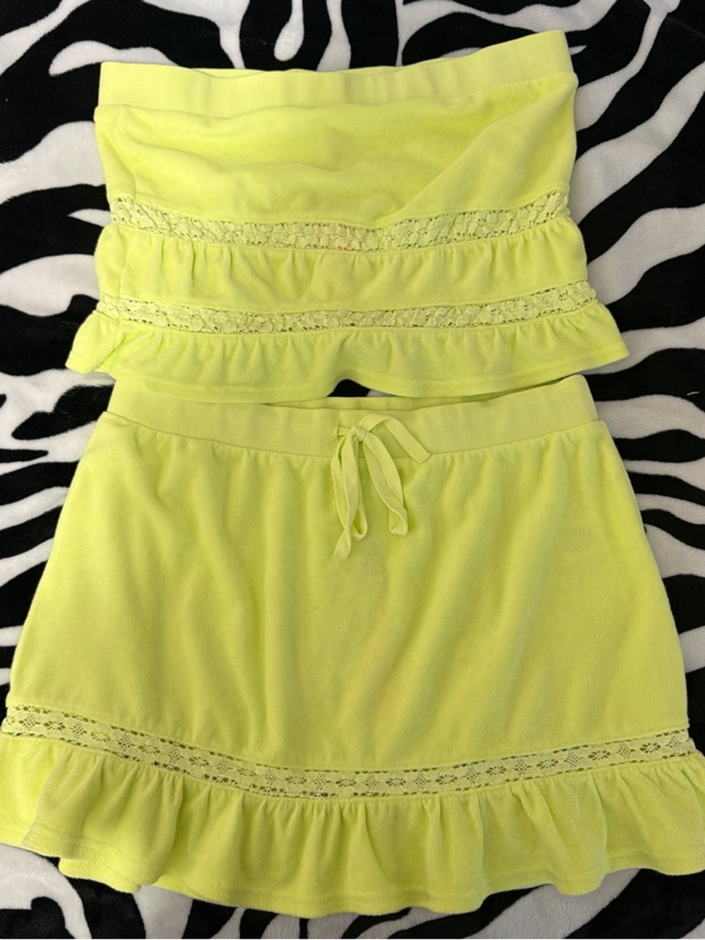 Juicy Couture Neon Yellow Ruffle Mini Skirt